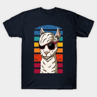 Cool Retrowave Llama with Aesthetic Gradient Colors T-Shirt